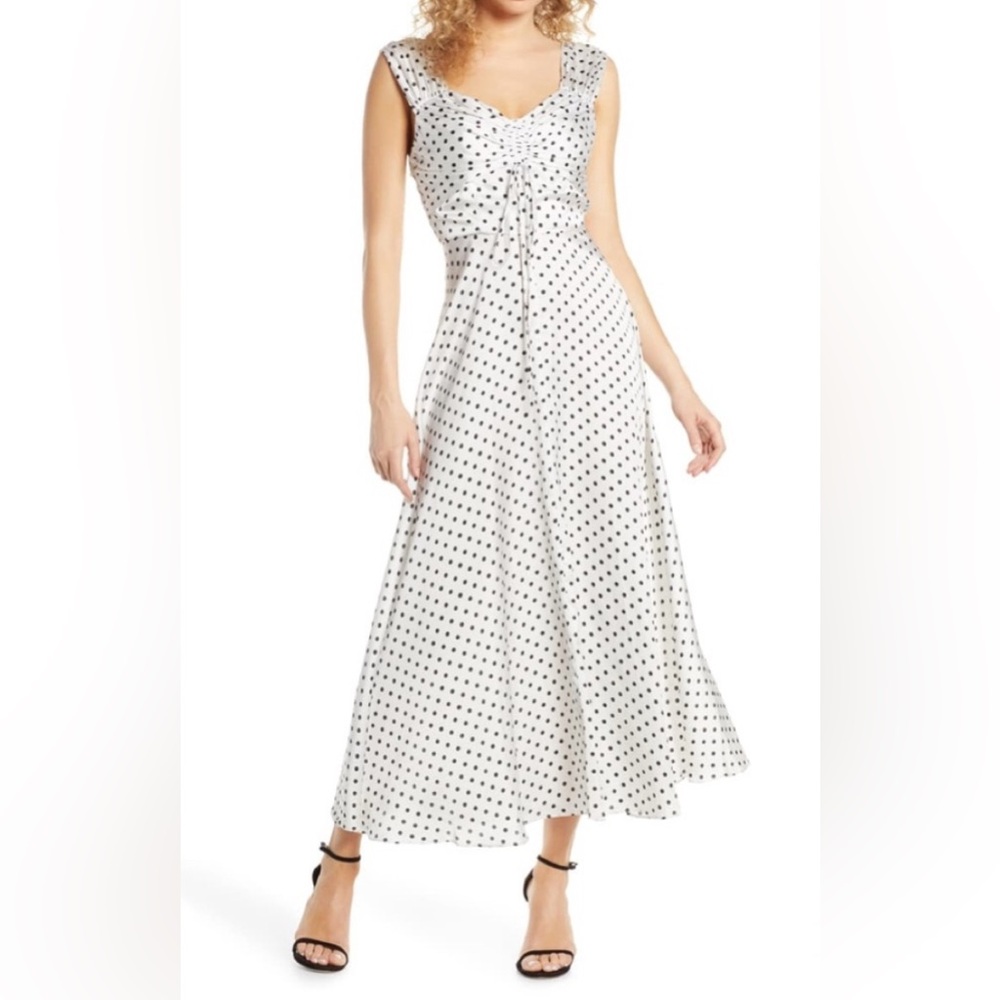 Jill Jill Stuart Polka Dot Printed Charmeuse Maxi Dress Size 0